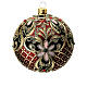 Weihnachtsbaumkugel aus Glas Grundton Rot mit schwarzen und goldenen floralen Motiven 100 mm s2