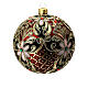 Weihnachtsbaumkugel aus Glas Grundton Rot mit schwarzen und goldenen floralen Motiven 100 mm s6