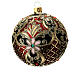 Weihnachtsbaumkugel aus Glas Grundton Rot mit schwarzen und goldenen floralen Motiven 100 mm s8
