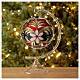 Weihnachtsbaumkugel aus Glas Grundton Rot mit schwarzen und goldenen floralen Motiven 100 mm s2