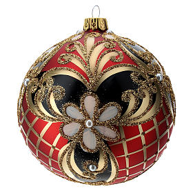 Bolas de Natal: Bola em vidro decorado vermelho azul ouro 100 mm