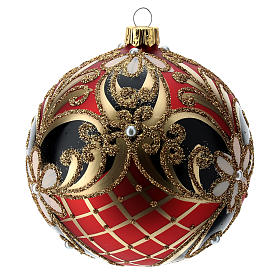 Bolas de Natal: Bola em vidro decorado vermelho azul ouro 100 mm
