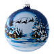 Weihnachtsbaumkugel aus Glas Grundton Blau Motiv Weihnachtsmann im Schlitten 150 mm s1
