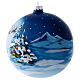 Weihnachtsbaumkugel aus Glas Grundton Blau Motiv Weihnachtsmann im Schlitten 150 mm s3