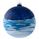 Weihnachtsbaumkugel aus Glas Grundton Blau Motiv Weihnachtsmann im Schlitten 150 mm s5