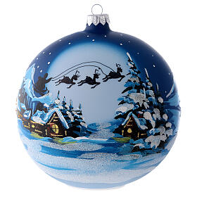 Palla vetro slitta di Babbo Natale 150 mm