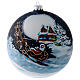 Weihnachtsbaumkugel aus mundgeblasenem Glas Grundton Blau Motiv Weihnachtsmann im Schlitten 150 mm s1