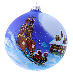 Bolas de Natal: Bola vidro soprado Pai Natal no trenó 150 mm