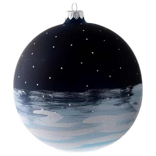 Blown glass Christmas tree ball with Father Christmas on sledge 150 mm 5