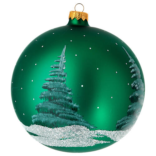 Bola em vidro verde com Pai Natal decoupagem 150 mm 4