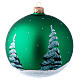 Green glass ball with Father Christmas illustration decoupage 150 mm s2