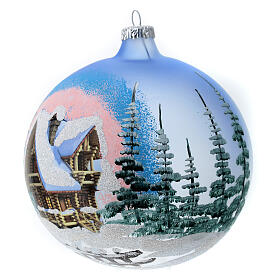 Weihnachtsbaumkugel aus transparentem Glas Motiv schneebedeckte Winterlandschaft 150 mm