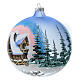 Weihnachtsbaumkugel aus transparentem Glas Motiv schneebedeckte Winterlandschaft 150 mm s2