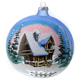 Transparent glass ball with painted and decoupage decorations 150 mm