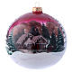 Weihnachtsbaumkugel aus Glas Grundton Bordeaux Motiv Winterlandschaft 150 mm s3