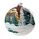 Burgundy glass Christmas ball with landscape 150 mm s5