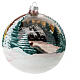 Burgundy glass Christmas ball with landscape 150 mm s10