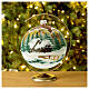 Burgundy glass Christmas ball with landscape 150 mm s2