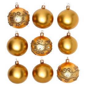 Christmas bauble blown glass 80 mm set of 9 pieces assorted decorations