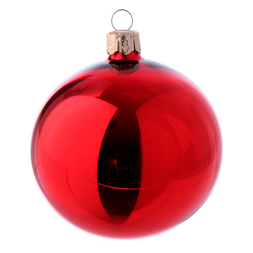 Christmas bauble red glass 80 mm set of 9 pieces assorted decorations 2