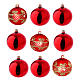Christmas bauble red glass 80 mm set of 9 pieces assorted decorations s1