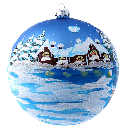 Blue glass Christmas ball with child 150 mm 3