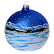 Boule bleue verre 150 mm Père Noël avec enfant s6