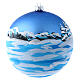 Pallina blu vetro 150 mm Babbo Natale con bimbo s4