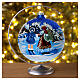 Pallina blu vetro 150 mm Babbo Natale con bimbo s2