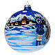 Pallina blu vetro 150 mm Babbo Natale con bimbo s4