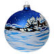 Pallina blu vetro 150 mm Babbo Natale con bimbo s5