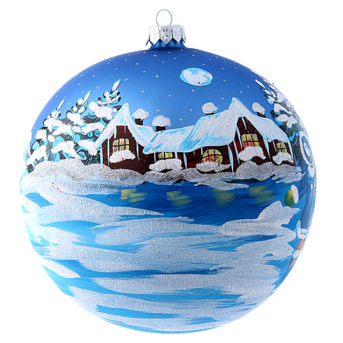 Christmas ball blue white flower 120 mm