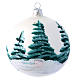 White shiny Christmas ball sized 100 mm in glass decoupage s2