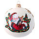 Weihnachtsbaumkugel aus Glas Grundton Weiß Motiv Weihnachtsmann 100 mm s1
