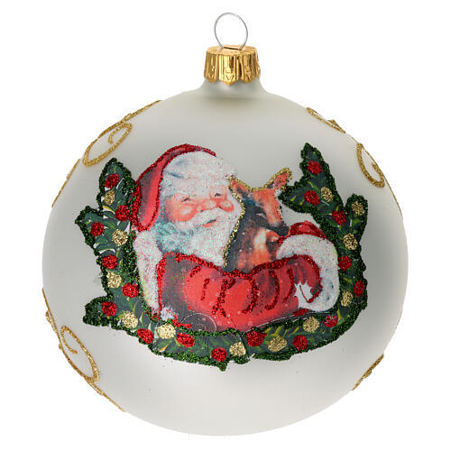Palla Albero Natale vetro Babbo Natale 100 mm 1