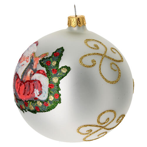 Glass Christmas ball with Father Christmas illustration 100 mm 2