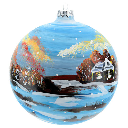 Weihnachtsbaumkugel aus Glas Motiv winterliche Landschaft 150 mm 4