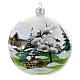 Weihnachtsbaumkugel aus Glas Grundton Weiß Motiv schneebedecktes Dorf 100 mm s3