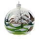 Weihnachtsbaumkugel aus Glas Grundton Weiß Motiv schneebedecktes Dorf 100 mm s4