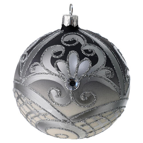 Silver Christmas ball 100 mm blown glass 1