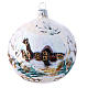 Weihnachtsbaumkugel aus mundgeblasenem Glas Grundton Weiß matt Motiv schneebedeckte Winterlandschaft 100 mm s1