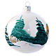 Weihnachtsbaumkugel aus mundgeblasenem Glas Grundton Weiß matt Motiv schneebedeckte Winterlandschaft 100 mm s2
