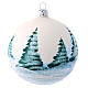 Weihnachtsbaumkugel aus Glas Grundton Weiß Motiv schneebedeckte Winterlandschaft mit Schneemann 100 mm s2