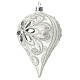 Pallina vetro a goccia decoro bianco h. 150mm s3