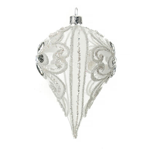 Christmas bauble drop shaped white decoration 150 mm 4