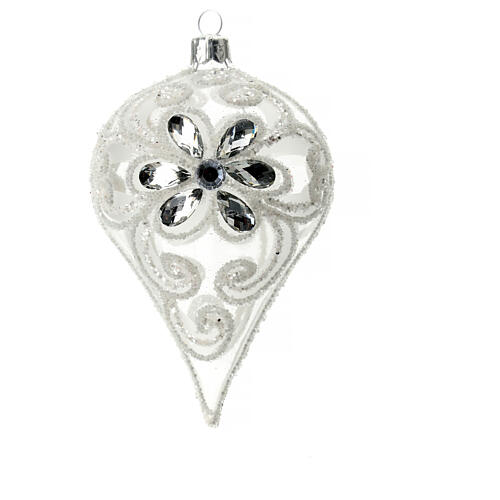 Christmas bauble drop shaped white decoration 150 mm 1