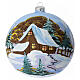 Glass Christmas ball with mountain chalet illustration 150 mm s1