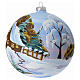 Glass Christmas ball with mountain chalet illustration 150 mm s3