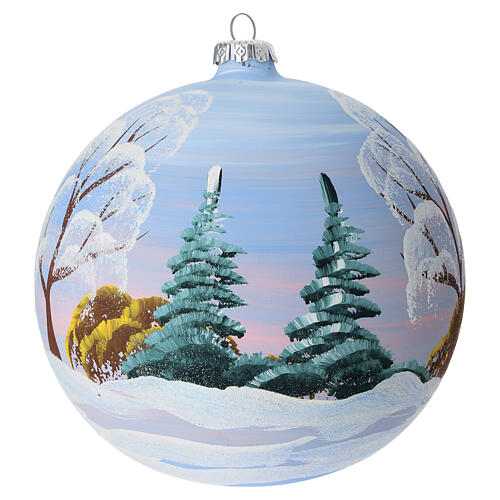 Glass Christmas ball with mountain chalet illustration 150 mm 5