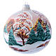 Glass Christmas ball with mountain chalet illustration 150 mm s3